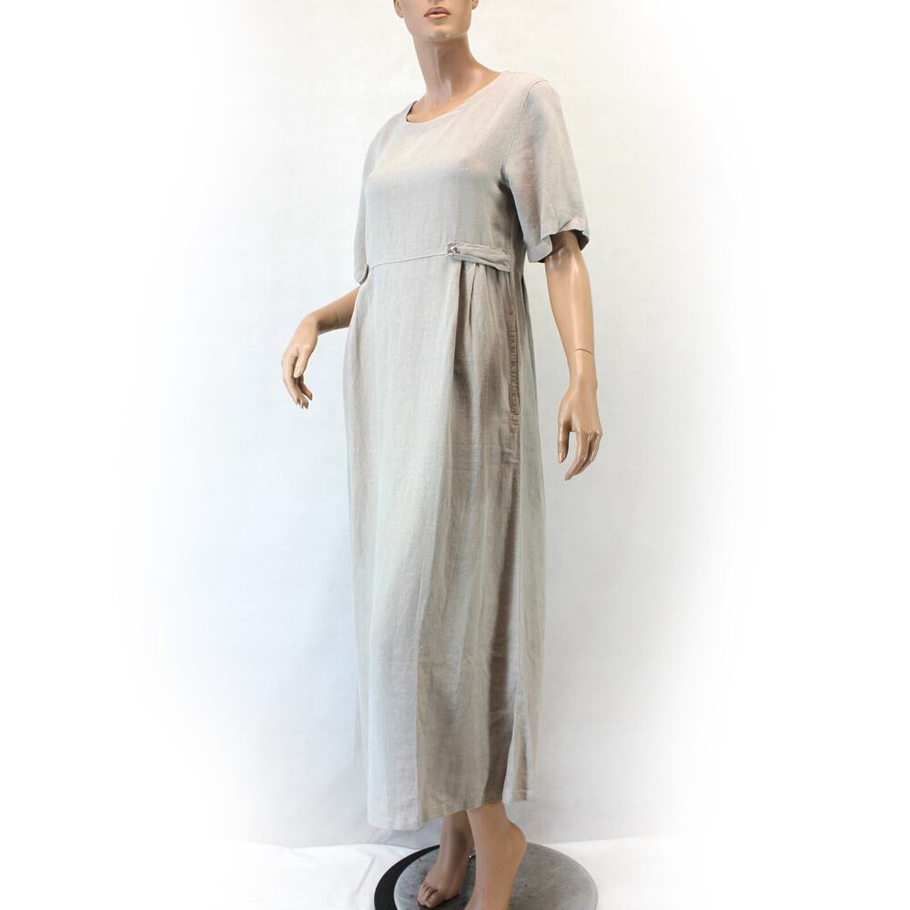Click by Color me Cotton CMC 100% Linen Natural beige color dress Medium